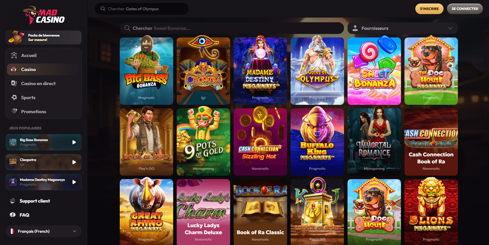 Jeux éligibles au bonus de bienvenue dans les casinos en ligne